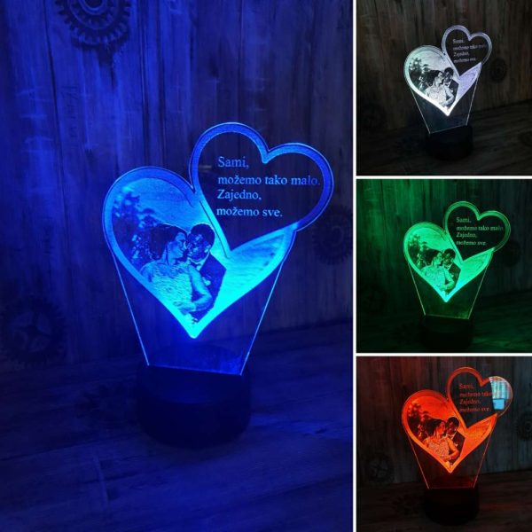 My3D | Lampa s fotografijom, dva srca u preklopu - Slika 11