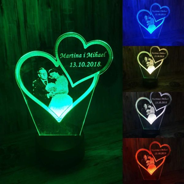 My3D | Lampa s fotografijom, dva srca u preklopu - Slika 9