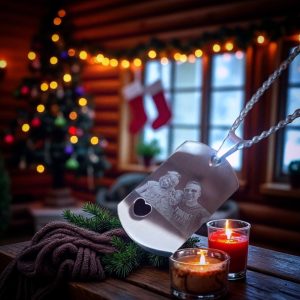 Kvadratna ogrlica od nehrđajućeg čelika s ugraviranom slikom i elegantnim lančićem.