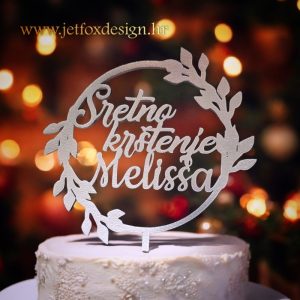 Toper u vijencu za tortu s natpisom Sveto krštenje i imenom djeteta – tražite li elegantnu i simboličnu dekoraciju za krštenje?