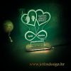 Personalizirana LED lampa s fotografijom, imenima i tekstom u dva srca sa znakom beskonačnosti. Savršen romantični poklon za parove.