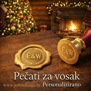 Pečat za vosak s dvostrukim inicijalima, popularan izbor za svadbene dekoracije i zahvalnice.