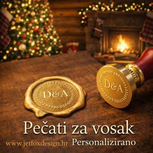 Pečat za vosak s inicijalima para, čest izbor za vjenčanja, godišnjice i romantične poklone.