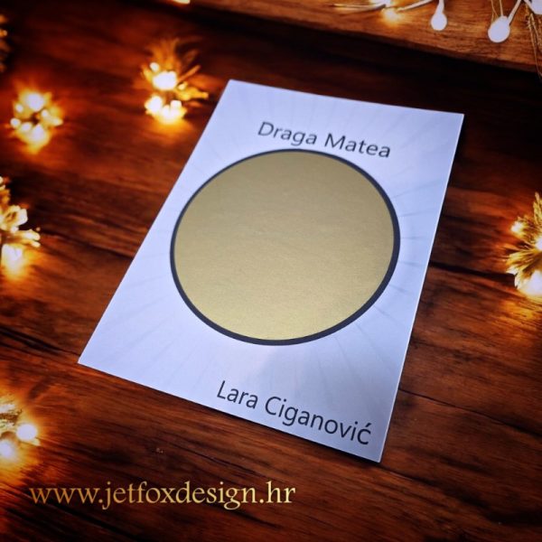 Kreativna strugalica s natpisom "Imam jedno iznenađenje za tebe..." i skrivenim pitanjem "Postat ćeš otac?".