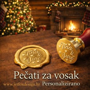Pečat za vosak - imena /inicijali sa srcima