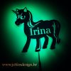 Personalizirana drvena lampa jednorog s imenom, elegantnim dizajnom i podesivim bojama svjetla