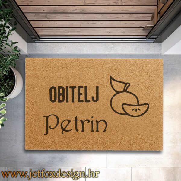 Otirač s citrusnim motivom i personaliziranim natpisom, osvježavajući detalj za svaku kuću