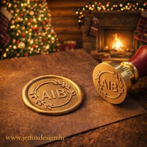 Svadbeni pečat za vosak s inicijalima mladenaca, savršen detalj za zatvaranje omotnica i dekoraciju pozivnica.