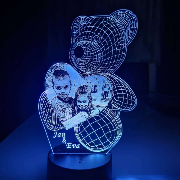 Akrilna led lampa sa fotografijom i tekstom u obliku medvjeda