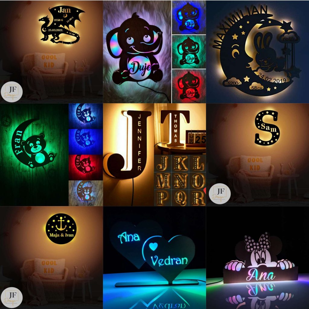 drvene lampe personalizirane i unikatne s imenom