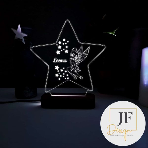 3D lampa zvončica u obliku zvijezde sa imenom