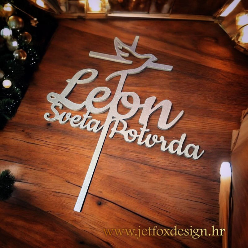 Topper za tortu s golubicom i križem za svetu potvrdu s imenom po želji – tražite li simboličan ukras koji nosi poruku vjere?