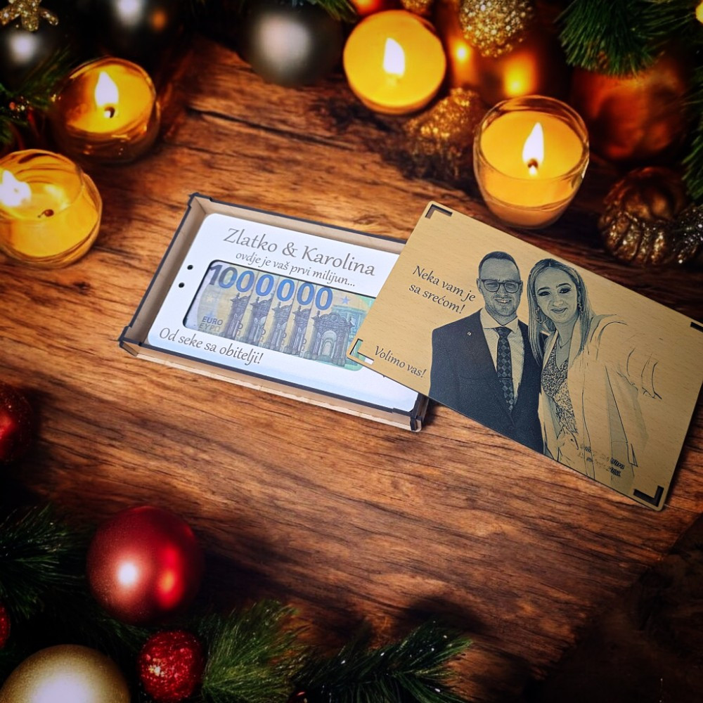 Čestitka za darivanje novca na vjenčanju, s humorističnim tekstom koji će nasmijati svaki par.