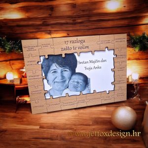 poklon za majku povodom majčinog dana. dekoracija s forografijom posvetom i razlozima zašto volimo svoju majku