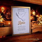 Personalizirana uspomena na Svetu Potvrdu s imenom krizmanika, motivom golubice i psalmom, idealan poklon od kumova.