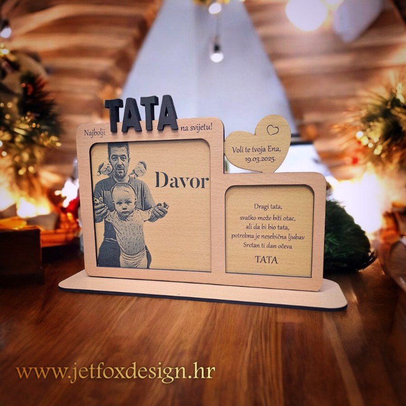 Originalan dar za oca koji uključuje personaliziranu poruku i obiteljsku sliku