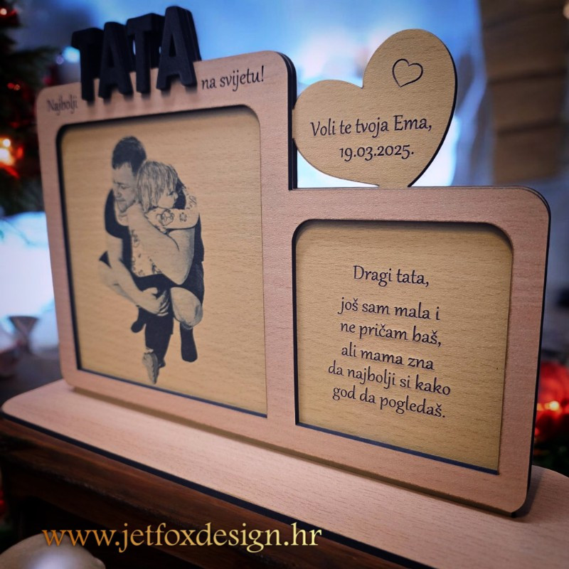 Unikatni poklon za najboljeg tatu s imenima djece i fotografijom, savršen za Dan očeva.