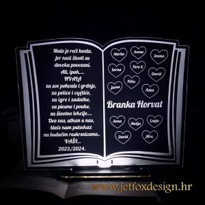 Personalizirana akrilna lampa s imenom i posvetom za učiteljicu – tražiš poklon koji ostaje trajna uspomena?
