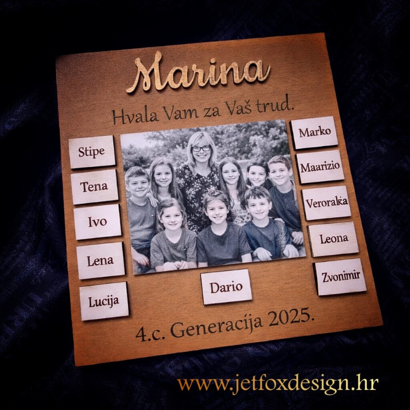 Drvena dekoracija za učiteljicu s imenom i posvetom – tražiš li trajnu uspomenu za kraj školske godine?