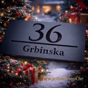 Kućni broj minimalističkog pravokutnog dizajna s čistom tipografijom – što pokloniti za useljenje u novi dom?