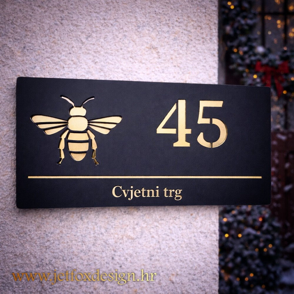 Kućni broj s motivom pčele i čistim dizajnom – tražiš poklon koji simbolizira dom, rad i toplinu?