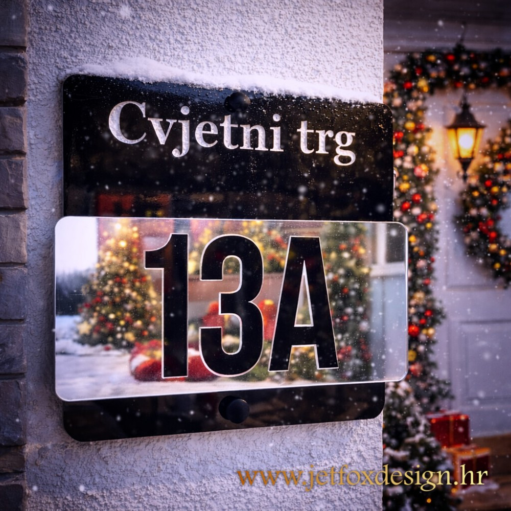 Luksuzni kućni broj s jasno vidljivim brojem i nazivom ulice – što pokloniti za novi dom ili renovaciju fasade