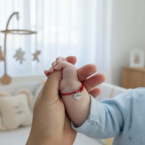 Satenska narukvica sa srebrnim privjeskom u obliku srca i personaliziranim imenom, nježan poklon za posebnu osobu.