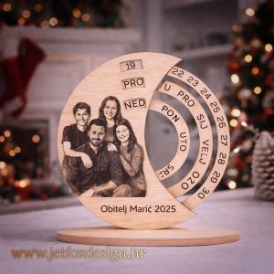 Personalizirani kalendar od drveta s fotografijom, imenima i godinom – što pokloniti roditeljima ili obitelji za posebnu prigodu