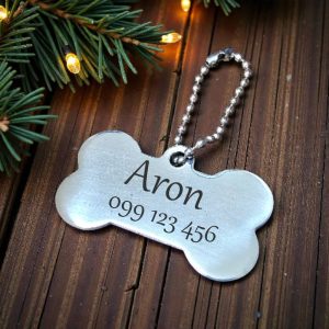 Privjesak u obliku pseće kosti s imenom ljubimca i brojem mobitela, personalizirani dodatak za ogrlicu psa