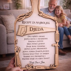 Što pokloniti djedu? Drvena dekoracija Recept za najboljeg djeda s personaliziranom porukom i potpisom unuka