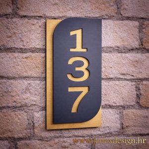 Što pokloniti za useljenje – luksuzni vertikalni personalizirani kućni broj s kontrastnim slojevima i premium izgledom