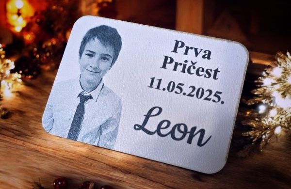 drena zahvalnica za prvu pričest s fotografijom i imenom prvopričesnika