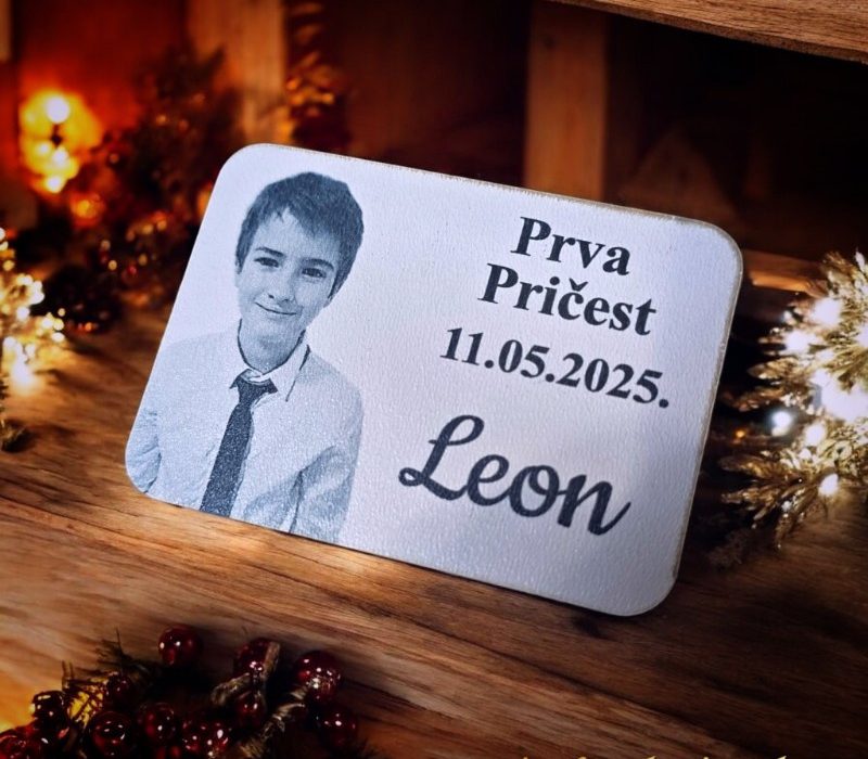 drena zahvalnica za prvu pričest s fotografijom i imenom prvopričesnika