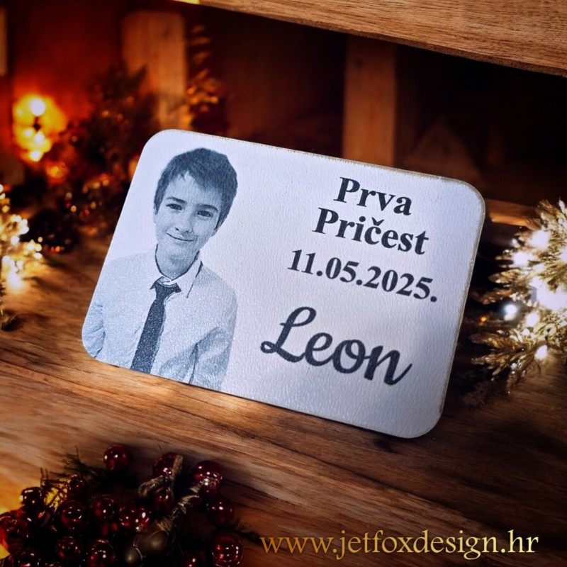 drena zahvalnica za prvu pričest s fotografijom i imenom prvopričesnika