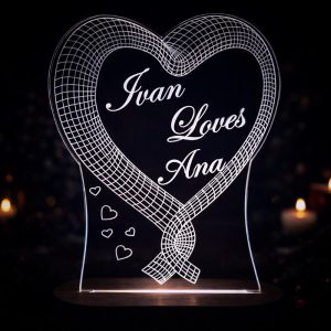 Personalizirana akrilna LED lampa 3D srce s imenima, svjetlo koje mijenja boje – tražiš li poklon koji ima osobno značenje?