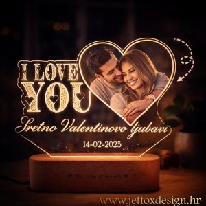 Personalizirana akrilna LED lampa I love you s vašom fotografijom, snažna poruka ljubavi – tražiš li poklon koji govori srcem?