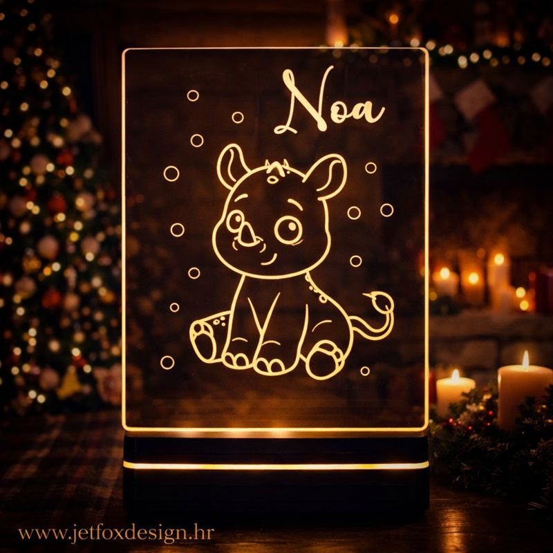 Dječja lampa mali nosorog s imenom – tražiš li personalizirani poklon za dijete koji stvara osjećaj sigurnosti?