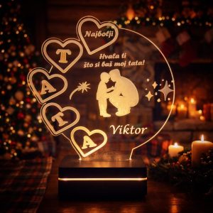 Personalizirana LED lampa za najboljeg tatu s imenima djece i posvetom – tražiš li poklon koji tati stvarno znači?