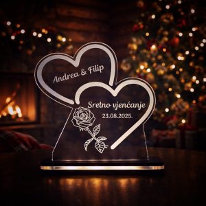 Personalizirana LED lampa srce s ružom kao simbol ljubavi – tražiš li romantičan poklon koji govori više od riječi?