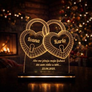 akrilna lampa s imenima i posvetom. poklon za vjenčanje, valentinovo i godišnjice