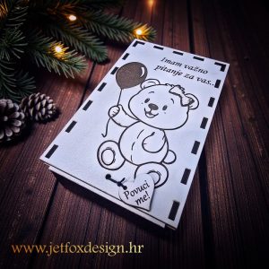 Pitalica za kumstvo s motivom slatke mede curice i personaliziranim pitanjem “Hoćeš li biti moja kuma?”