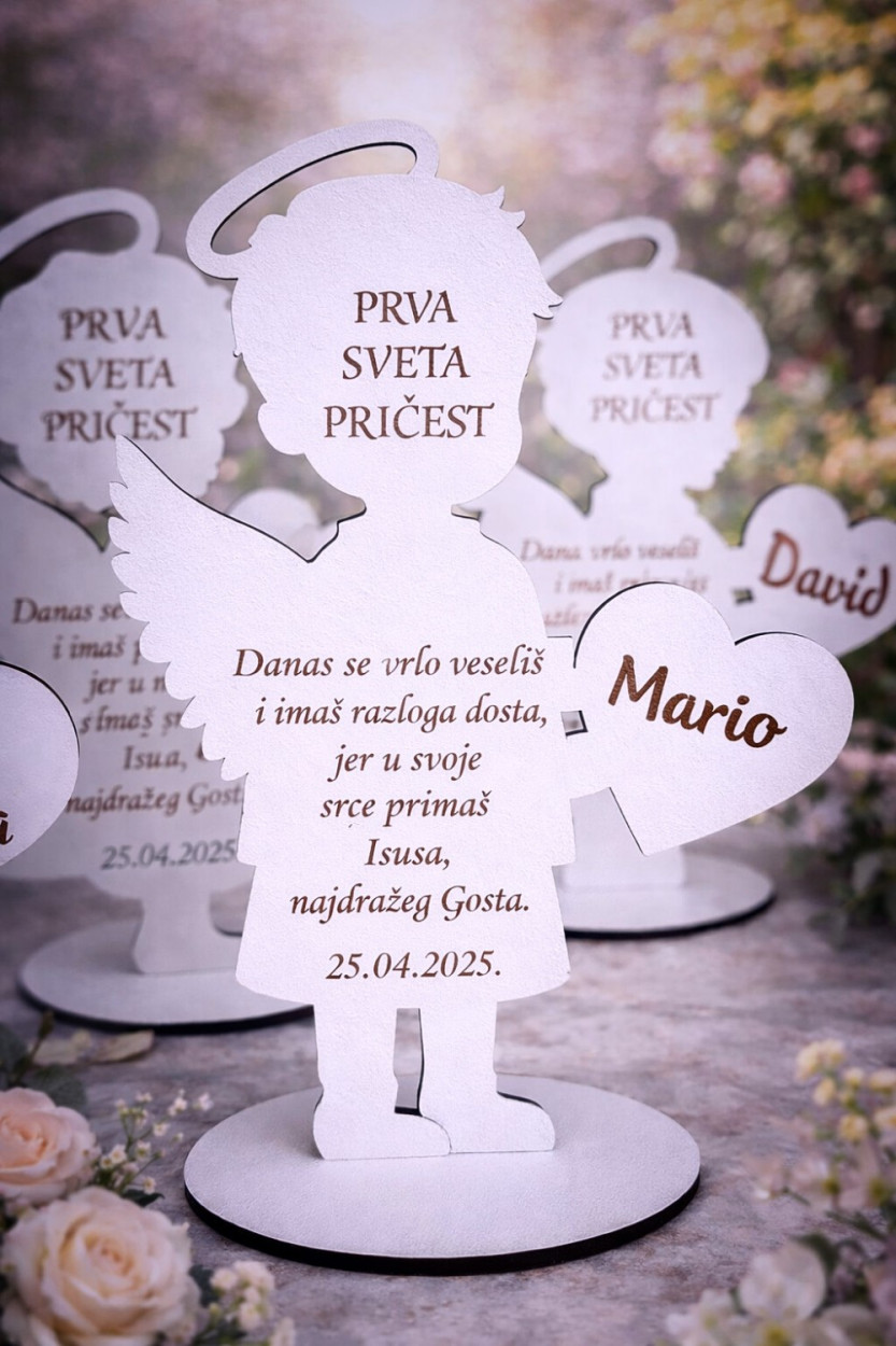Zahvalnica za goste u obliku anđela s imenom i tekstom – kako zahvaliti gostima na krizmi na poseban način?