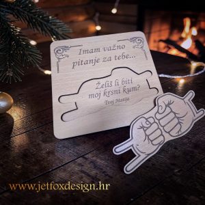 Personalizirani poklon za kumstvo s fotografijom, tekstom i elegantnim dizajnom izrađen po narudžbi. Što pokloniti budućem kumu ili kumi
