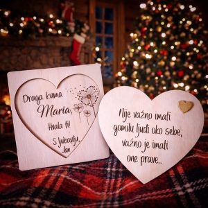 Pitalica u obliku srca s motivom maslačka i porukom Hoćeš li biti moja kuma – tražiš li nježan i emotivan način da postaviš važno pitanje?