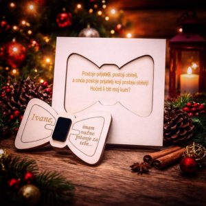 Pitalica za kuma u obliku mašne sakoa – tražiš li elegantan i muški način da postaviš važno pitanje?