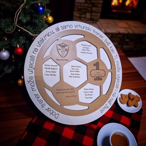 Personalizirana dekoracija u obliku nogometne lopte s imenima djece – što pokloniti treneru na kraju sezone?