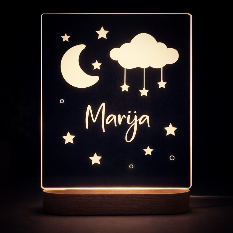 Akrilna lampa zvjezdano nebo s imenom – tražiš li mirno svjetlo koje stvara osjećaj sigurnosti prije sna?