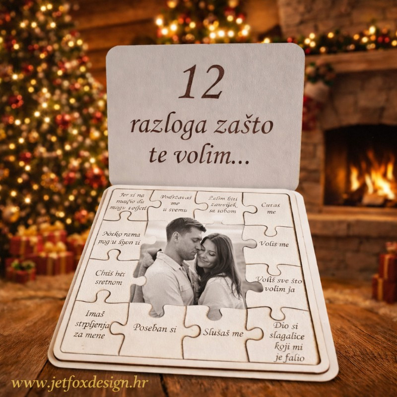 Personalizirana drvena slagalica 12 razloga zašto te volim s fotografijom para – tražite li romantičan poklon za Valentinovo ili godišnjicu?