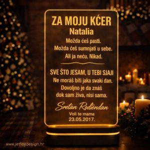Akrilna lampa za kćer s imenom Natalia i emotivnom porukom majke – tražite li poseban poklon za kćer za rođendan koji ostaje trajna uspomena?