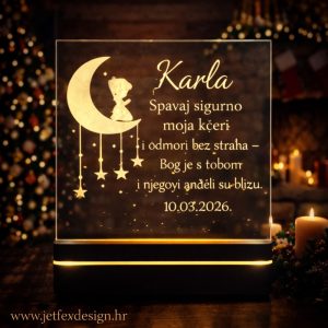 Akrilna noćna lampa za kćer s molitvom, mjesecom i zvjezdicama – što pokloniti za krštenje djevojčice kao trajnu uspomenu?